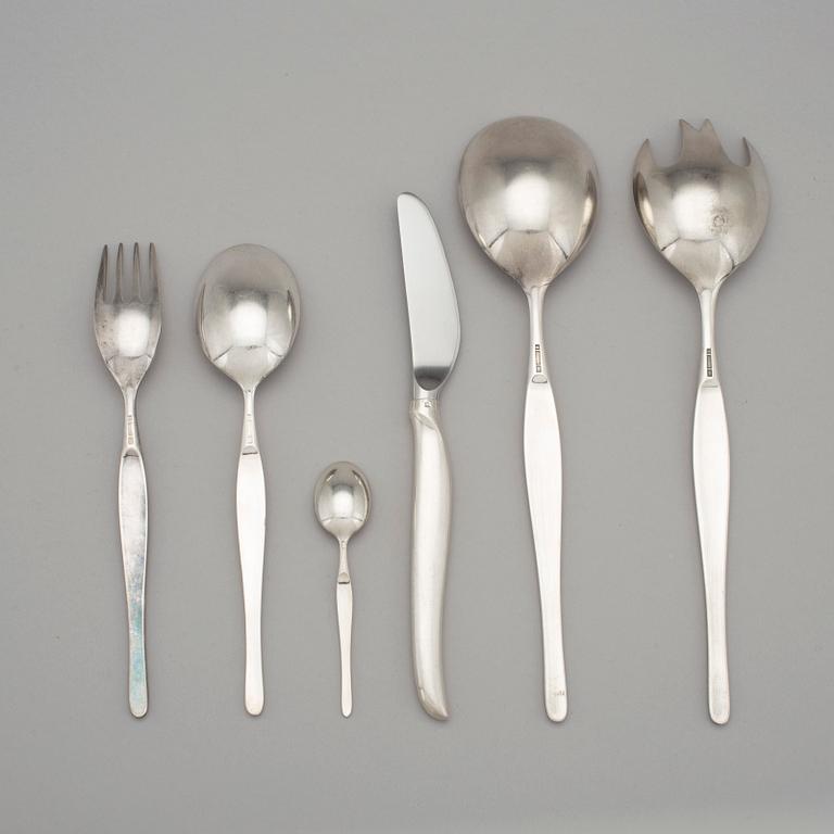 TAPIO WIRKKALA, bestickservis, 78 delar, nysilver, "Duo", Christofle, 1950-tal.