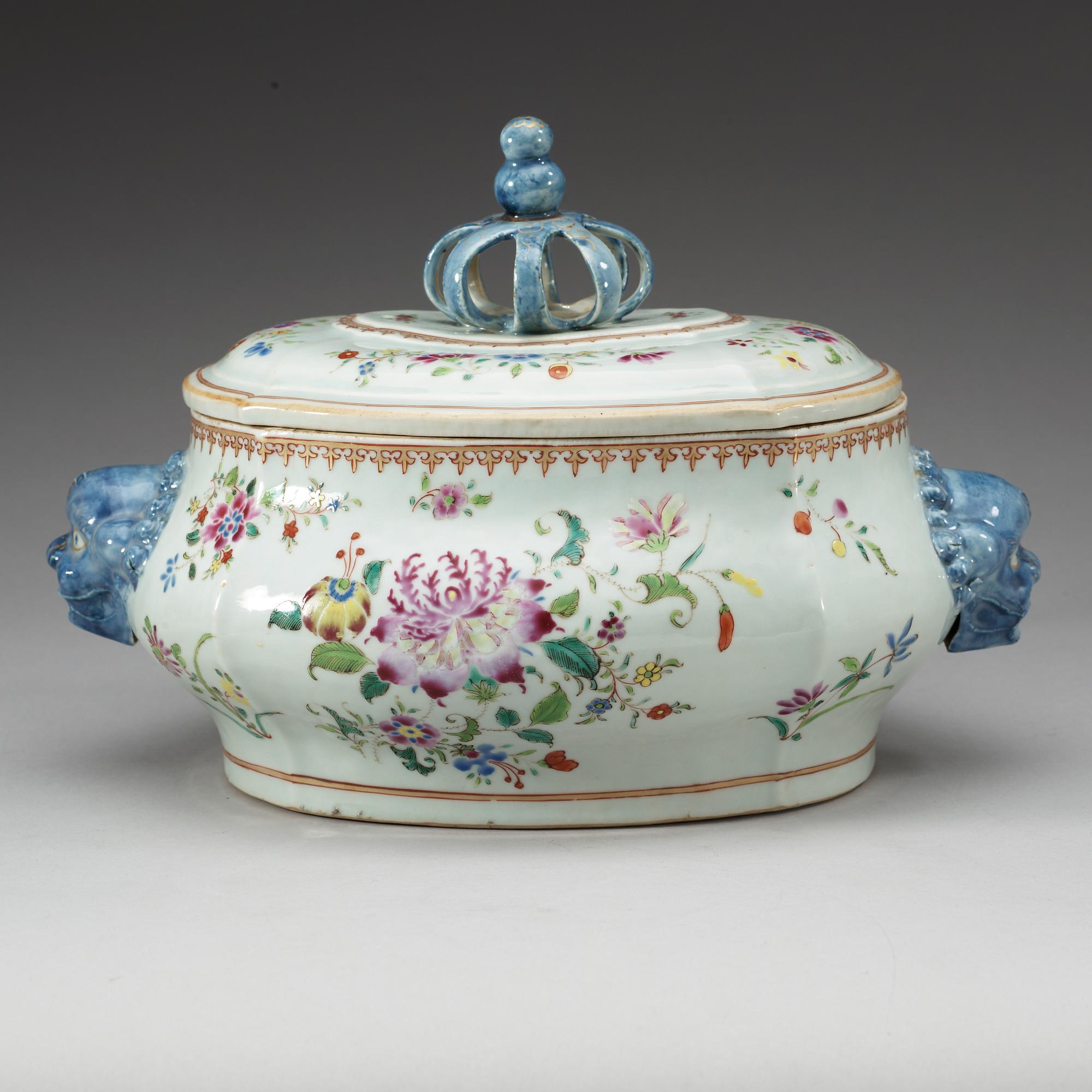 TERRIN med LOCK, kompaniporslin. Qing dynastin, Qianlong (1736-95).