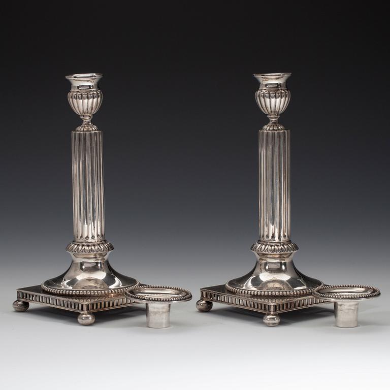 CANDLESTICKS, a pair. Silver GAB Stockholm 1911. Height 20,5 cm. Weight 428 g.