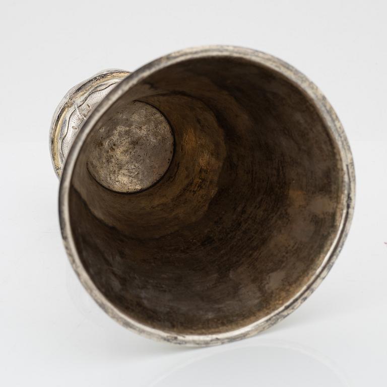 A Swedish 18th century parcel-gilt beaker, mark of Erik Lemon, Uppsala, 1790.