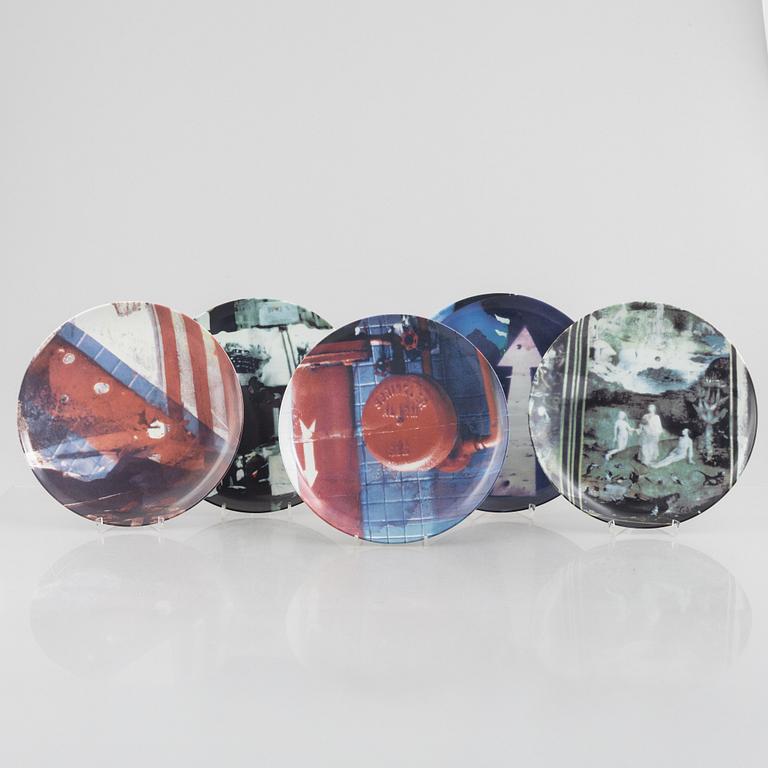 Robert Rauschenberg, tallrikar, 5 st, exclusive edition för Guggenheim Museum, USA, 1997.