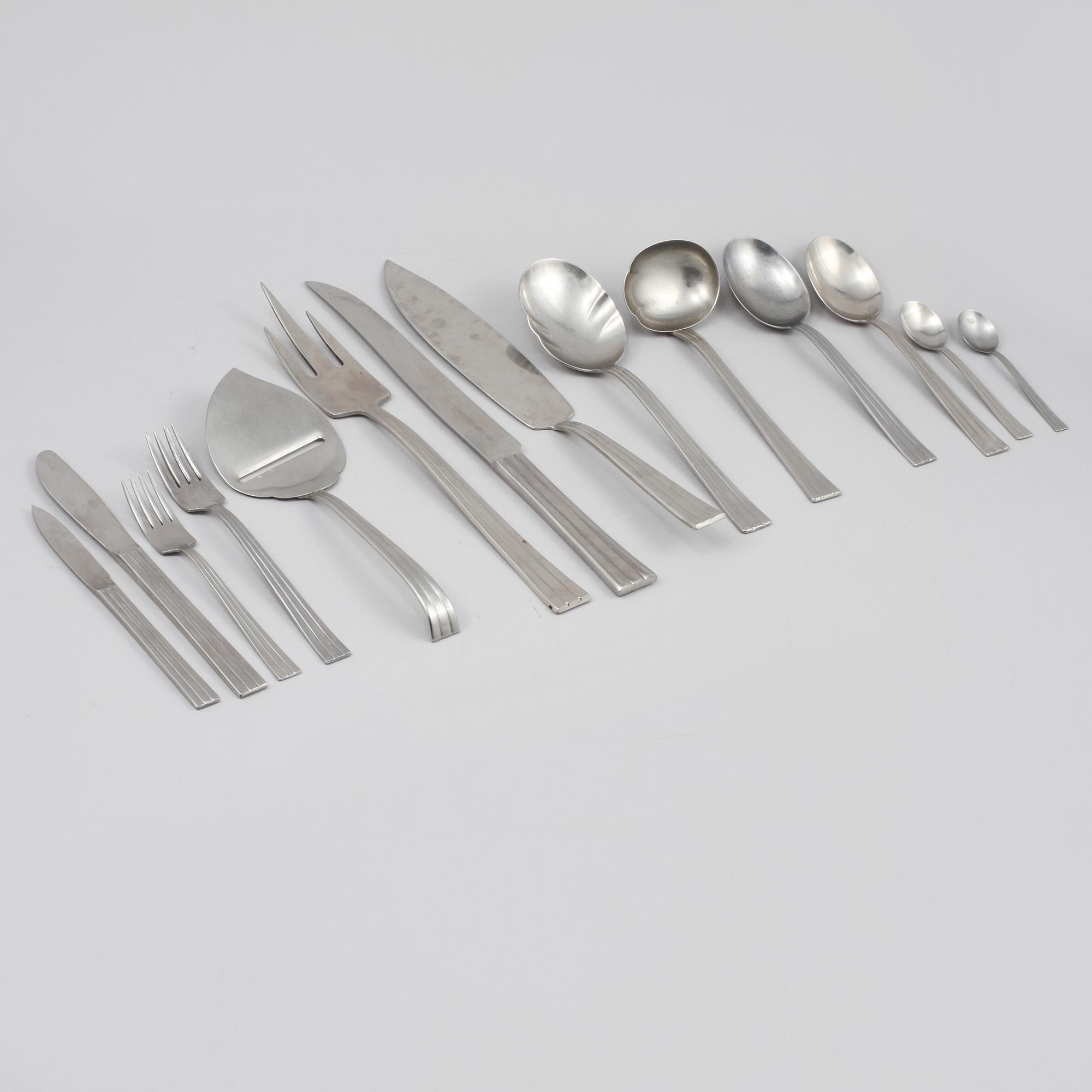BESTICK, 54 delar, rostfritt stål, "Thebe", Folke Arström, Gense, 1900-talets mitt.