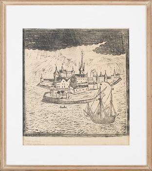 GÖSTA NYSTROEM, träsnitt, signerad och daterad 1917.