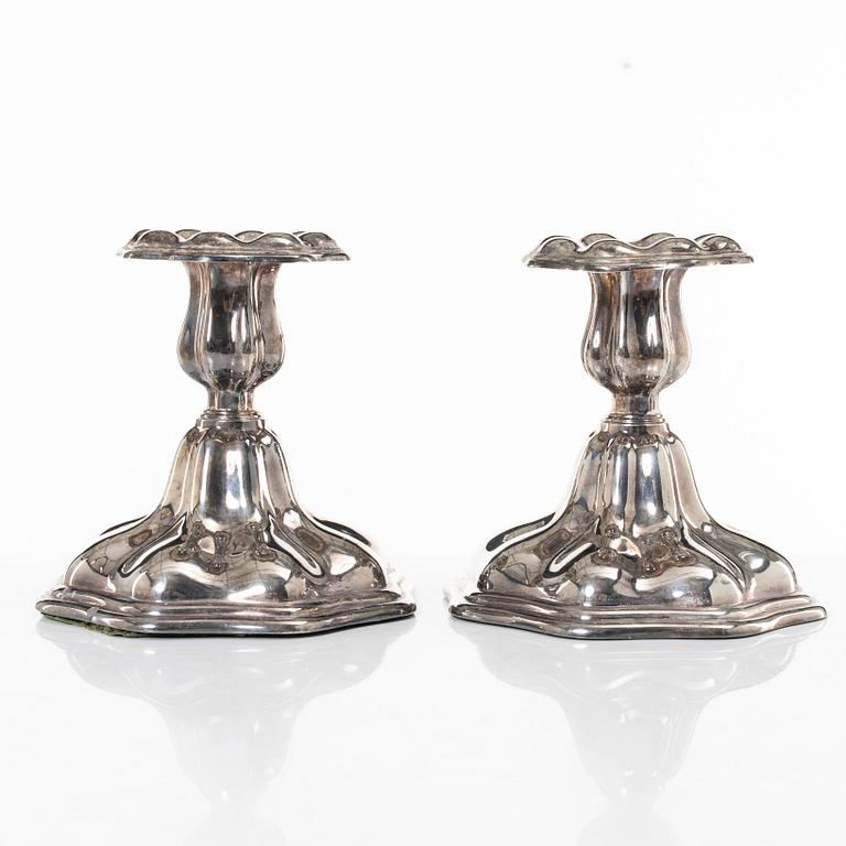 Ljusstakar, ett par, silver, C G Hallberg, 1955.