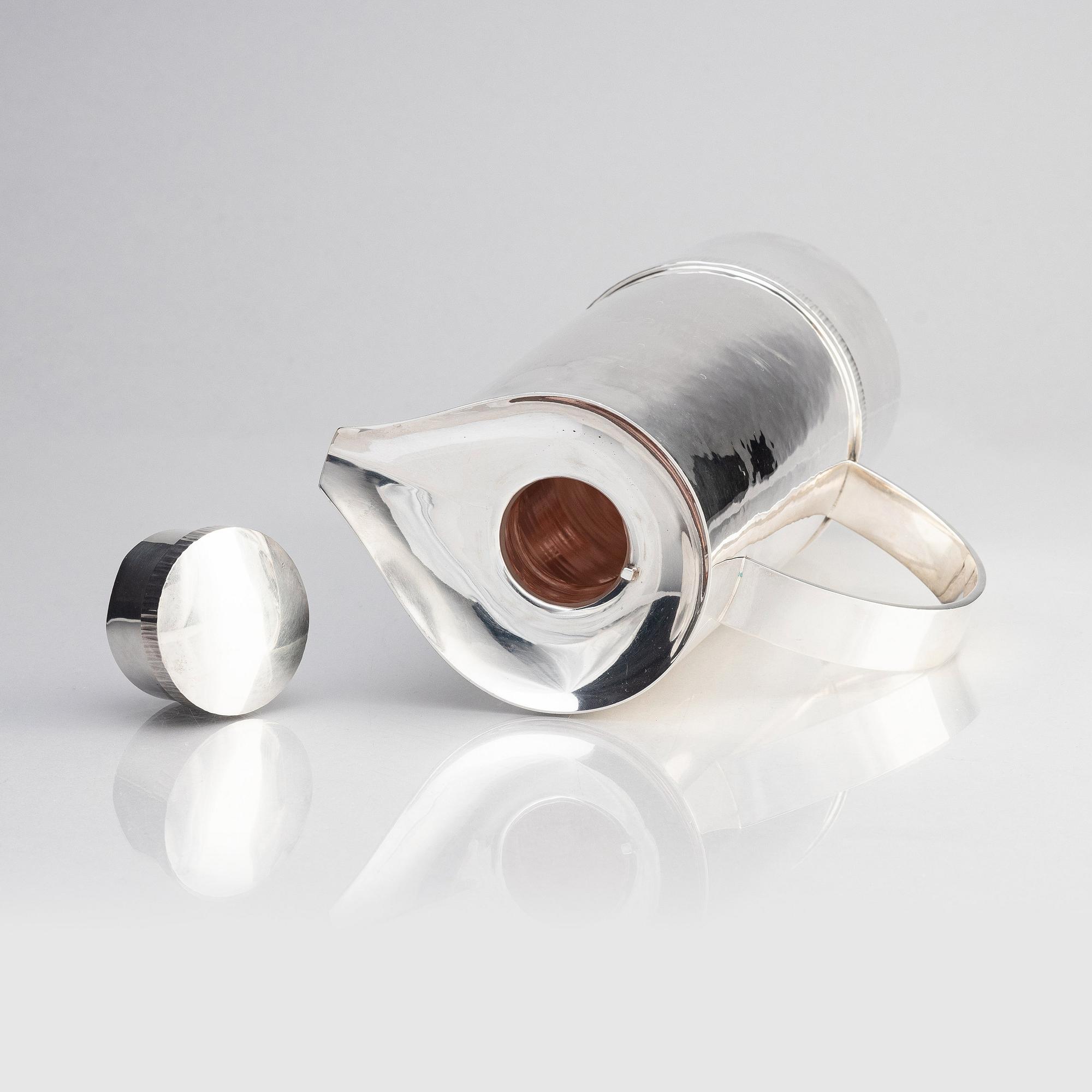 Barbro Littmarck, a sterling silver thermos, mark of W.A Bolin, Stockholm 1967.