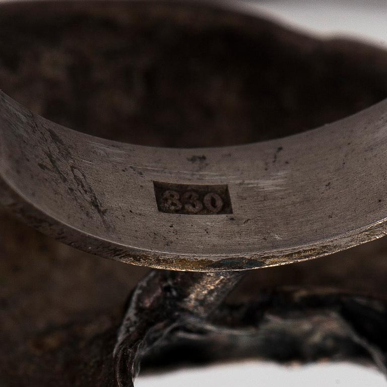 Helky Juvonen, armband och ring, silver, 1970-tal.