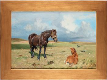 Vilhelm Theodor Fischer, Horses on a field.