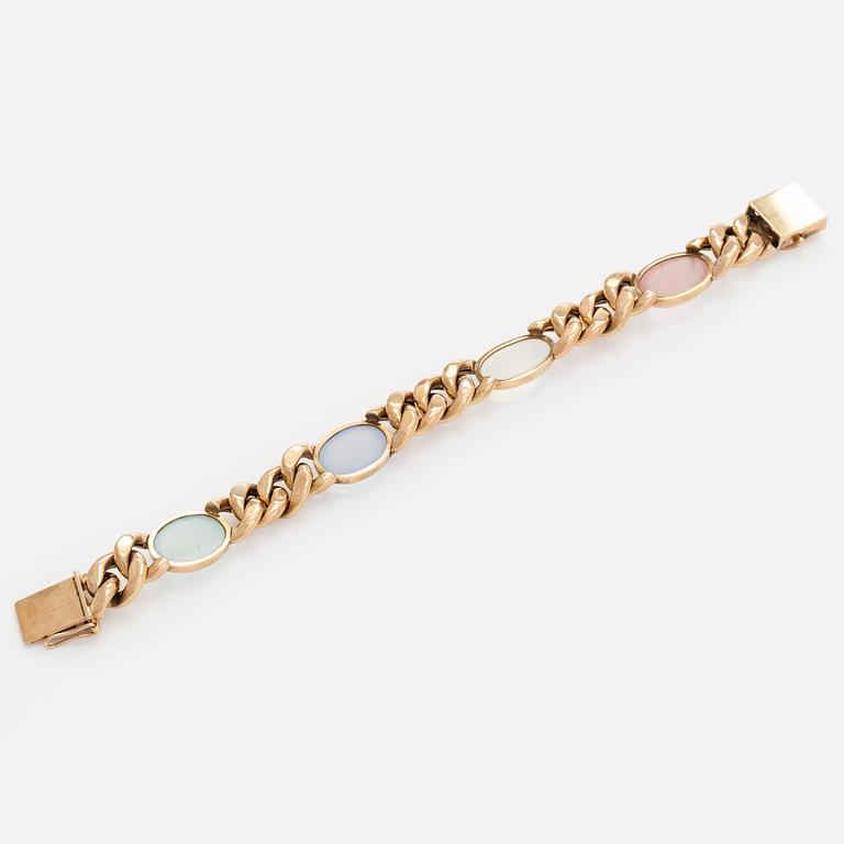 Armband, 14K guld, och cabochonslipade stenar.