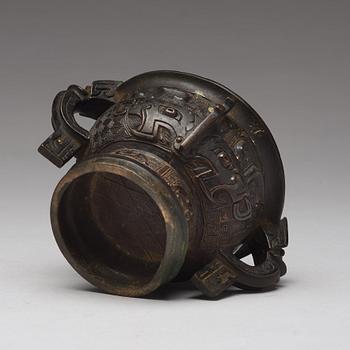 An archaistic bronze censer, presumably Ming dynasty.