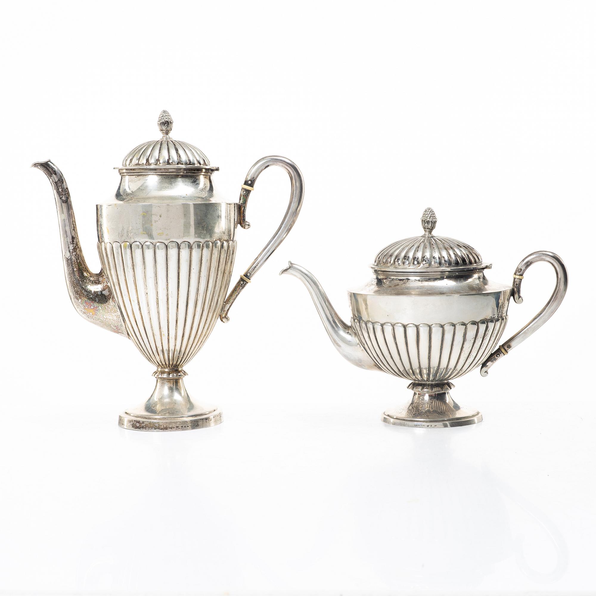 C.G. Hallberg, Tea and coffee service, 4 pieces, silver, Gustavian style, Stockholm 1897–1909.