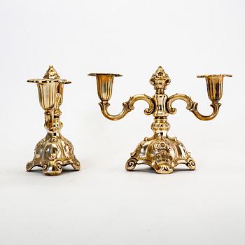 A pair of Swedish 20th century silver candelabras mark of CG Hallberg Stockholm 1939.