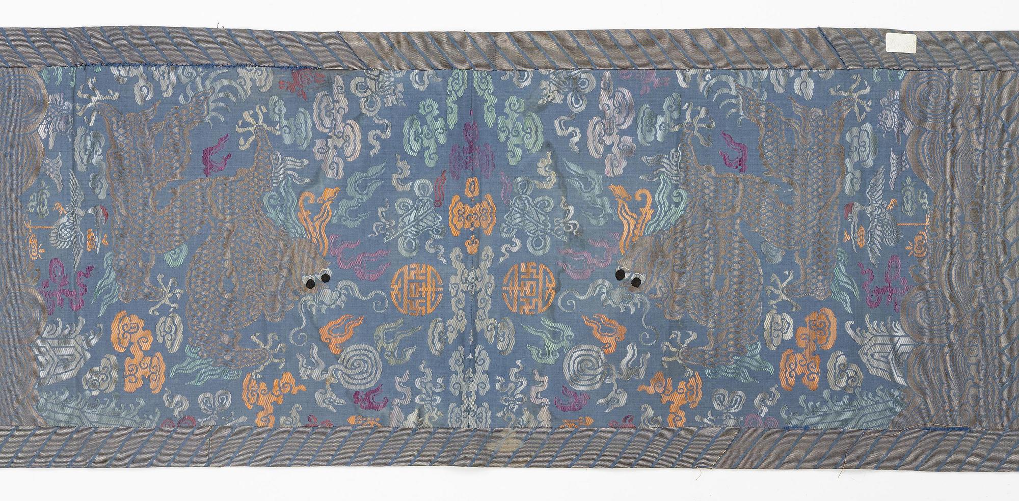 A group of three silk textiles, Qing dynasty.