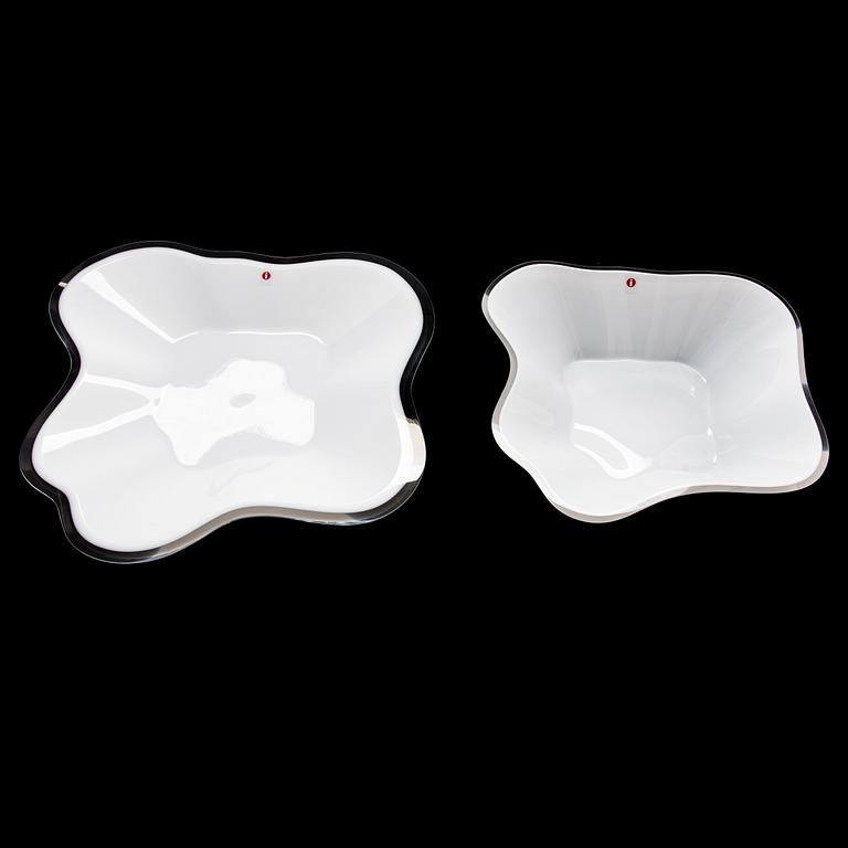 Alvar Aalto, lasiveistos,  "Aallon kukka", neliosainen, signeerattu Alvar Aalto Iittala 2001.