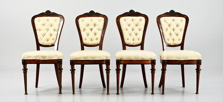 SOFFA samt STOLAR, 4 st, nyrenässans, 1800-talets andra hälft.