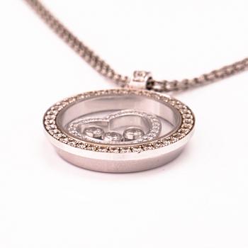 CHOPARD, A 18K white gold necklace 'Happy diamonds' with diamonds, ca 1.5 ct in total.