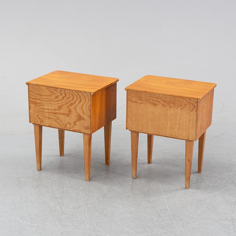 A pair of elm wood bedside tables, mid 20th Century.