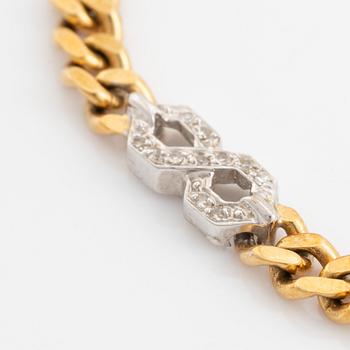 18K gold and small eight cut diamond necklace and bracelet.