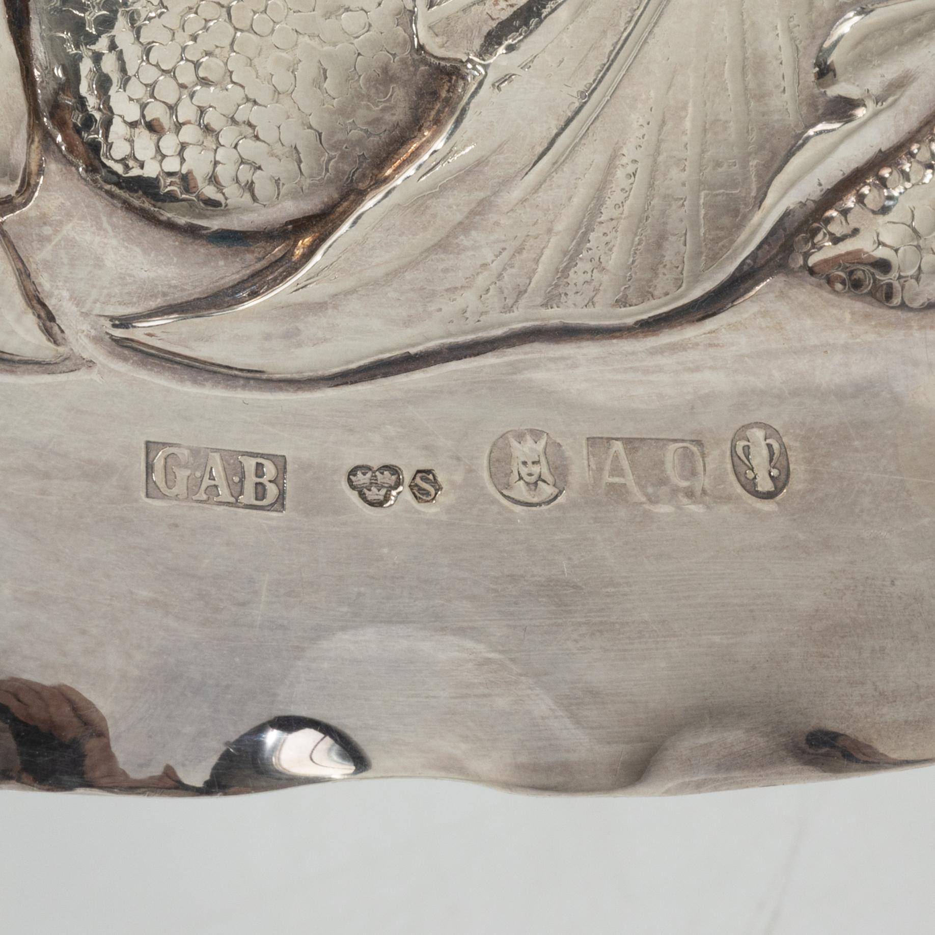 A Swedish silver plate, mark of Guldsmedsaktuebolaget, Stockholm 1951. Barock style.