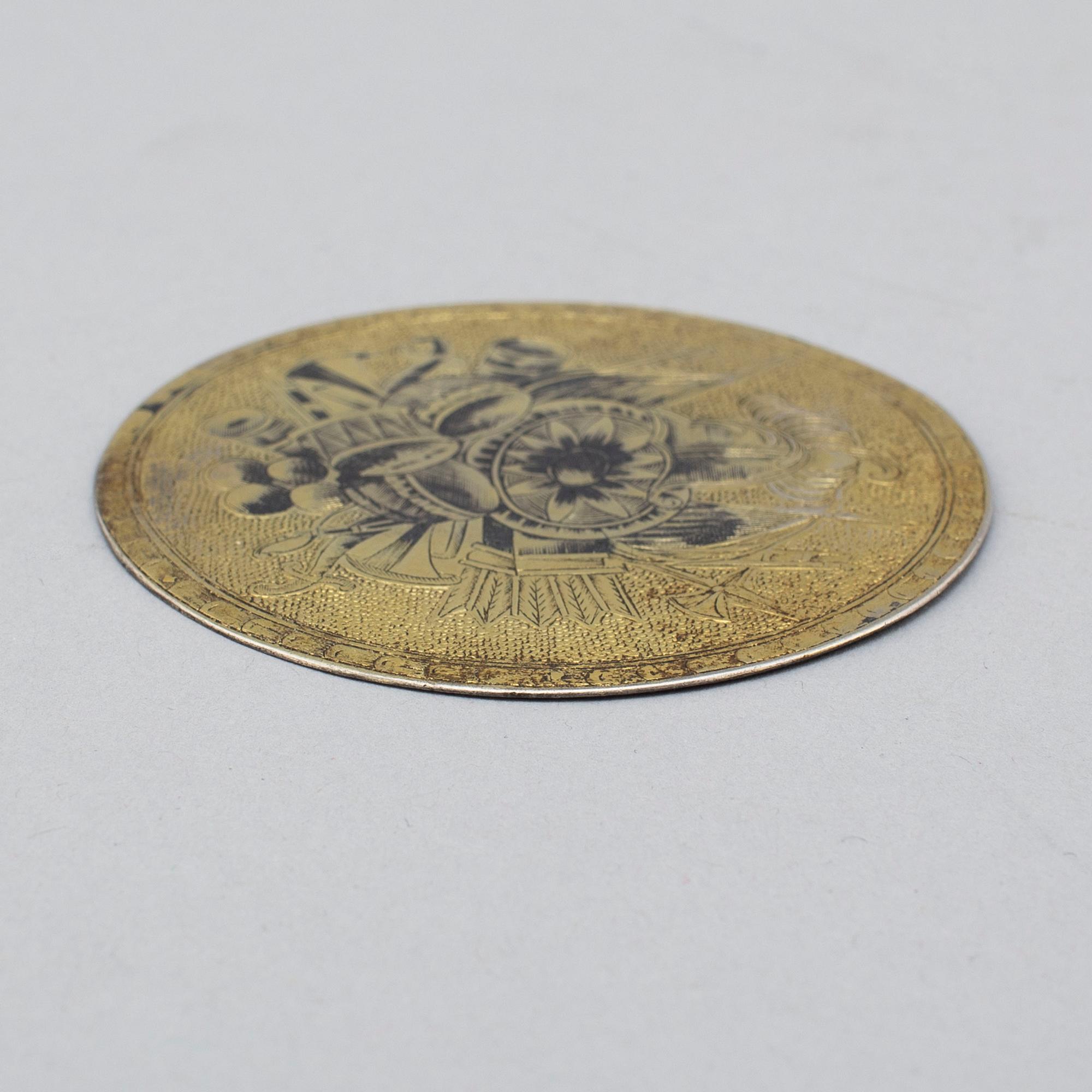 A Russian early 19th century silver-gilt and niello plaque, possibly Moscow.