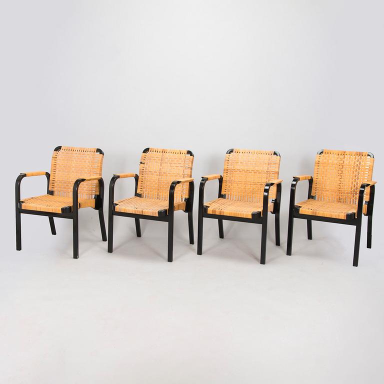 Alvar Aalto, four 1970s '45' armchairs for Artek.