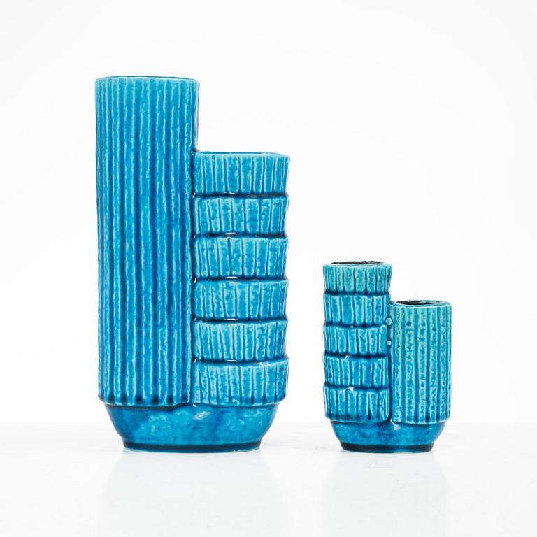 Gunnar Nylund, a set of five chamotte stoneware vases, Rörstrand 1930s-40s.