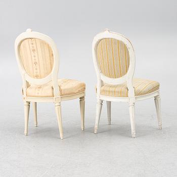 A pair of Gustavian chairs, Stockholm, late 18th century.