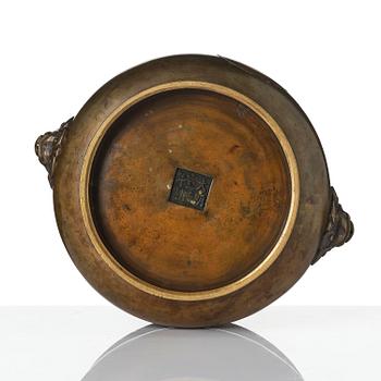A bronze censer, Qing dynasty, 19th century with a Xuande mark.