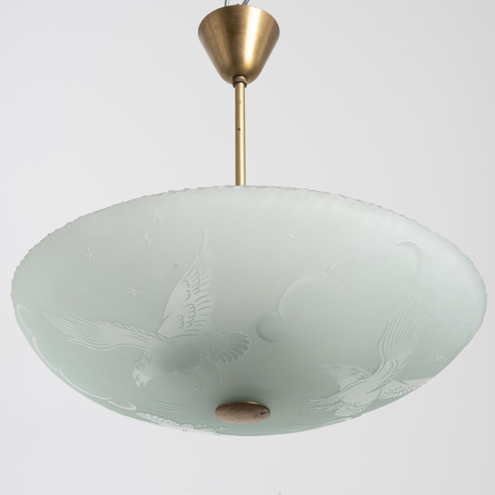 Harald Notini, ceiling lamp, variant of model "10997", Arvid Böhlmarks Lampfabrik, Stockholm, 1930s.
