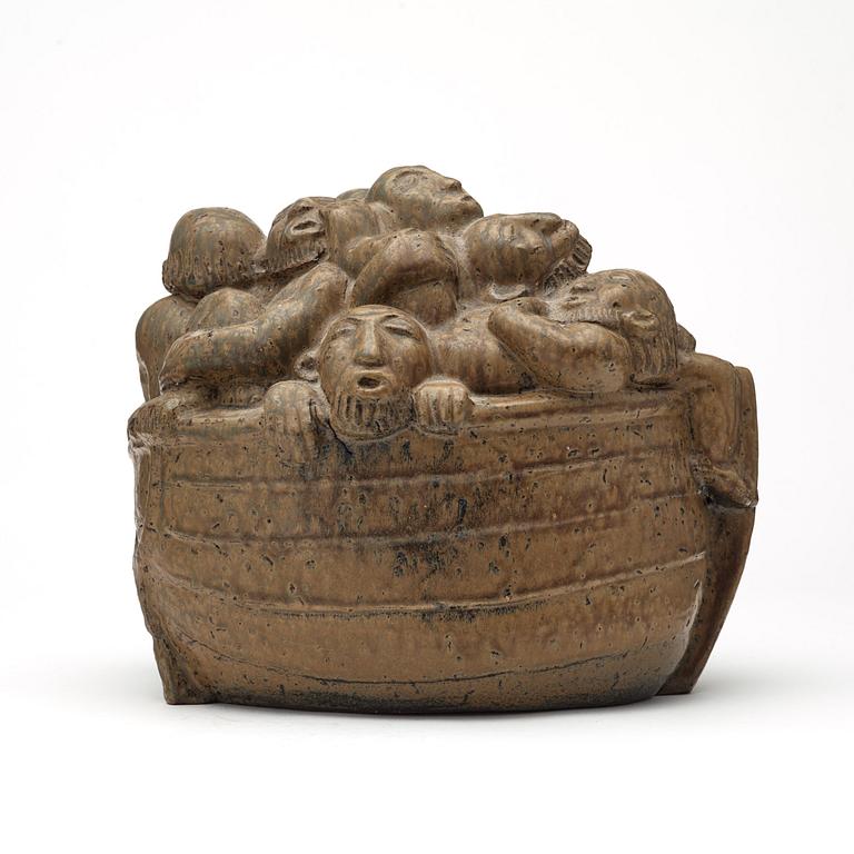 Åke Holm, skulptur, "Jona kastas i havet", Höganäs 1950-tal.