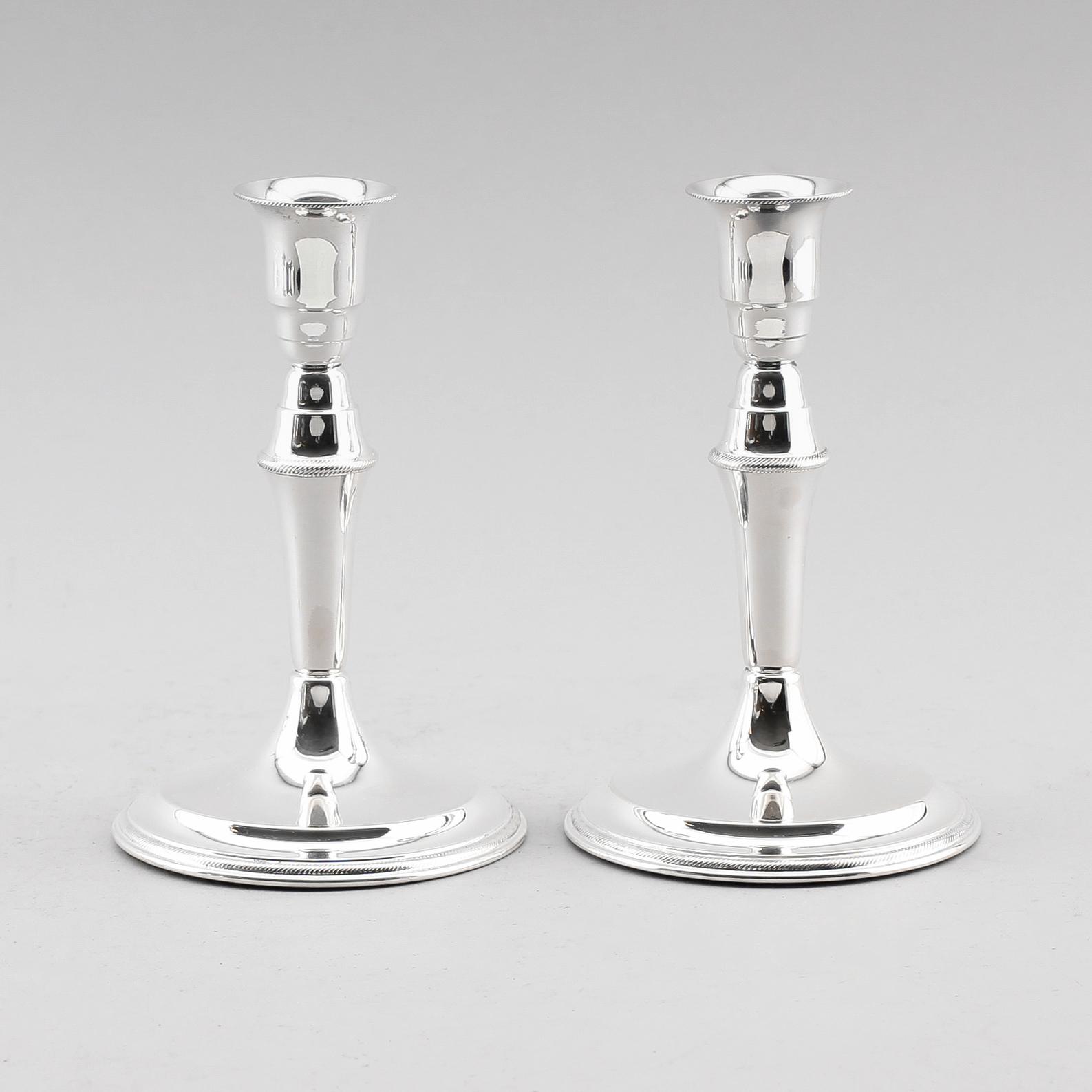 LJUSSTAKAR, 1 par, silver, Svend Toxvaerd, Danmark, 1900-talets första hälft.