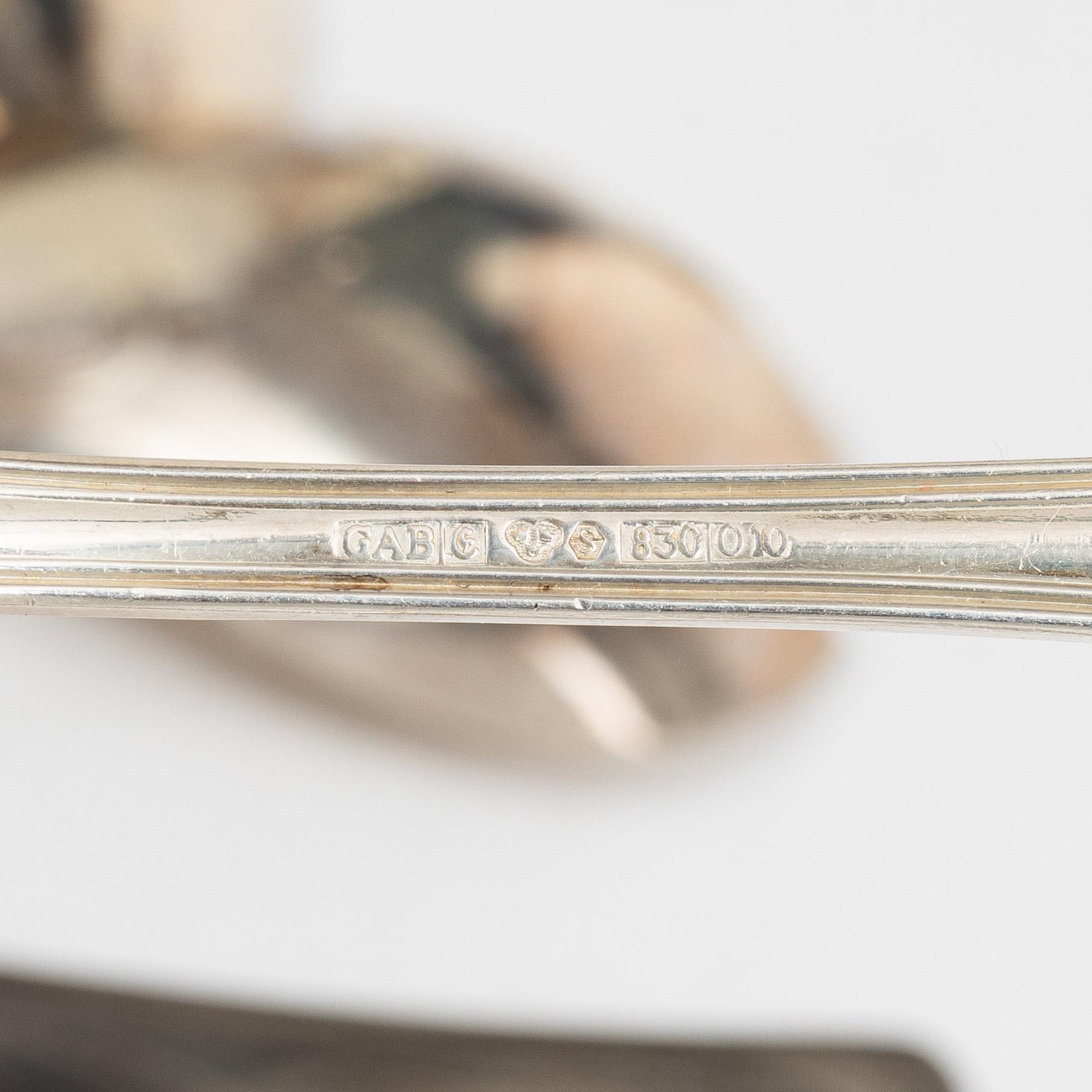 Guldsmedsaktiebolaget (GAB), A Swedish silver cutlery set, 'Gammal fransk' pattern, including with year mark Eskilstuna 1983 (89 pieces).