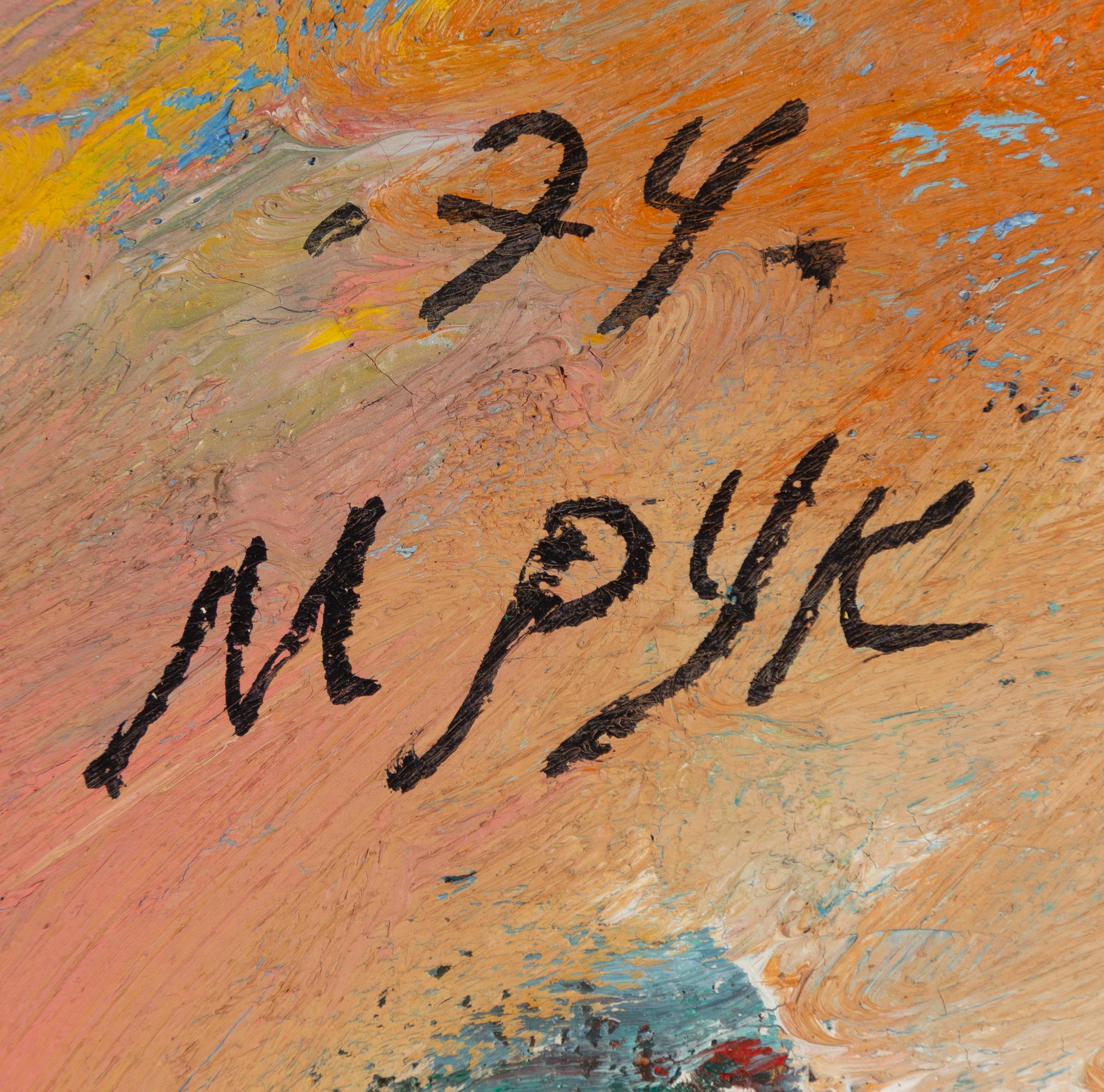 Madeleine Pyk, Lush landscape with figures walking.