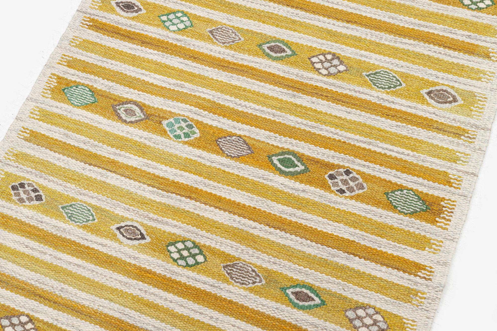 Barbro Nilsson, a carpet, 'Hjortron', flat weave, c. 137 x 87 cm, signed AB MMF BN.