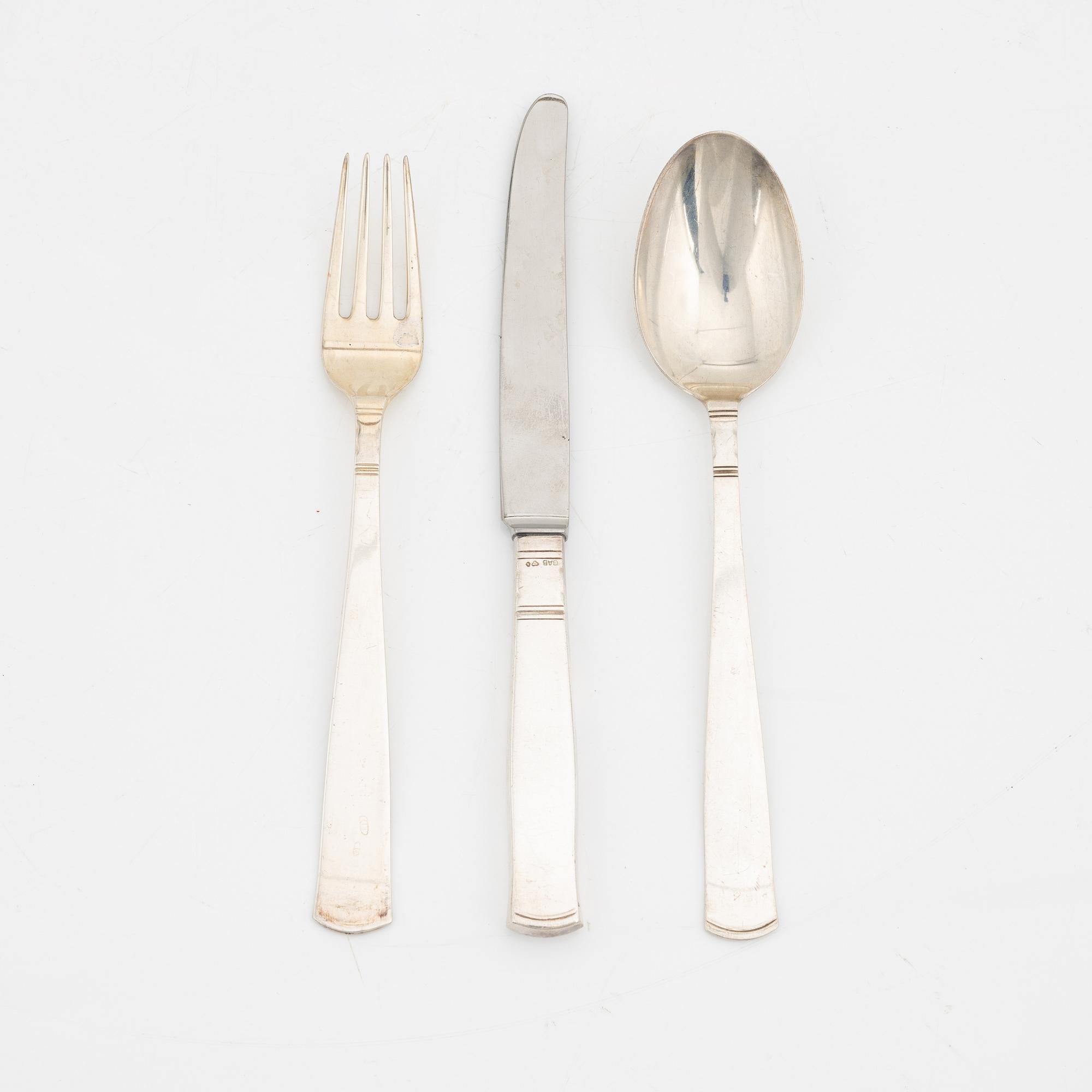 Jacob Ängman, a silver cutlery, model 'Rosenholm' GAB, (36 pieces).
