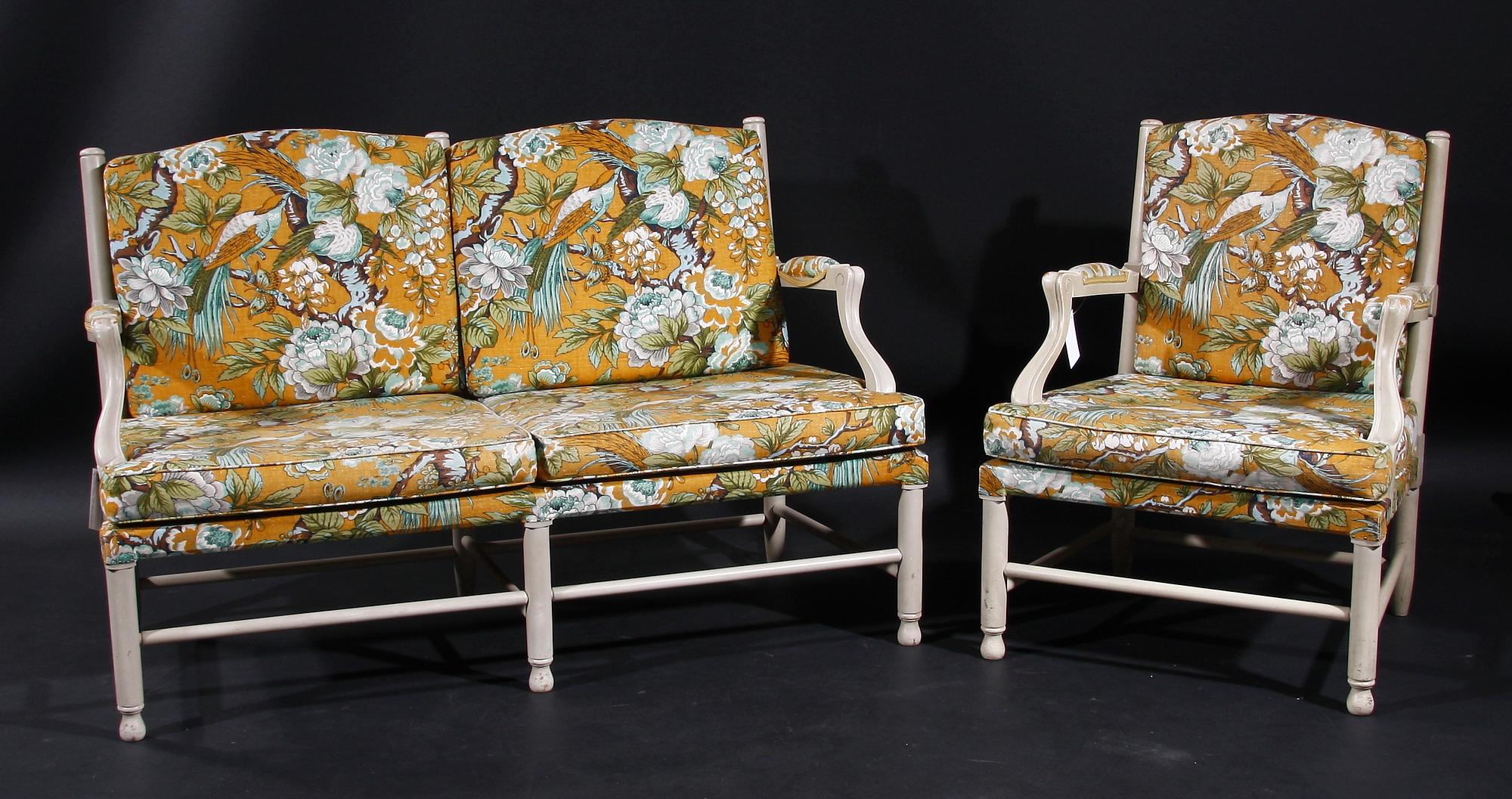 SOFFA samt FÅTÖLJ, s.k "Gripsholmsmodell". 1900-tal.