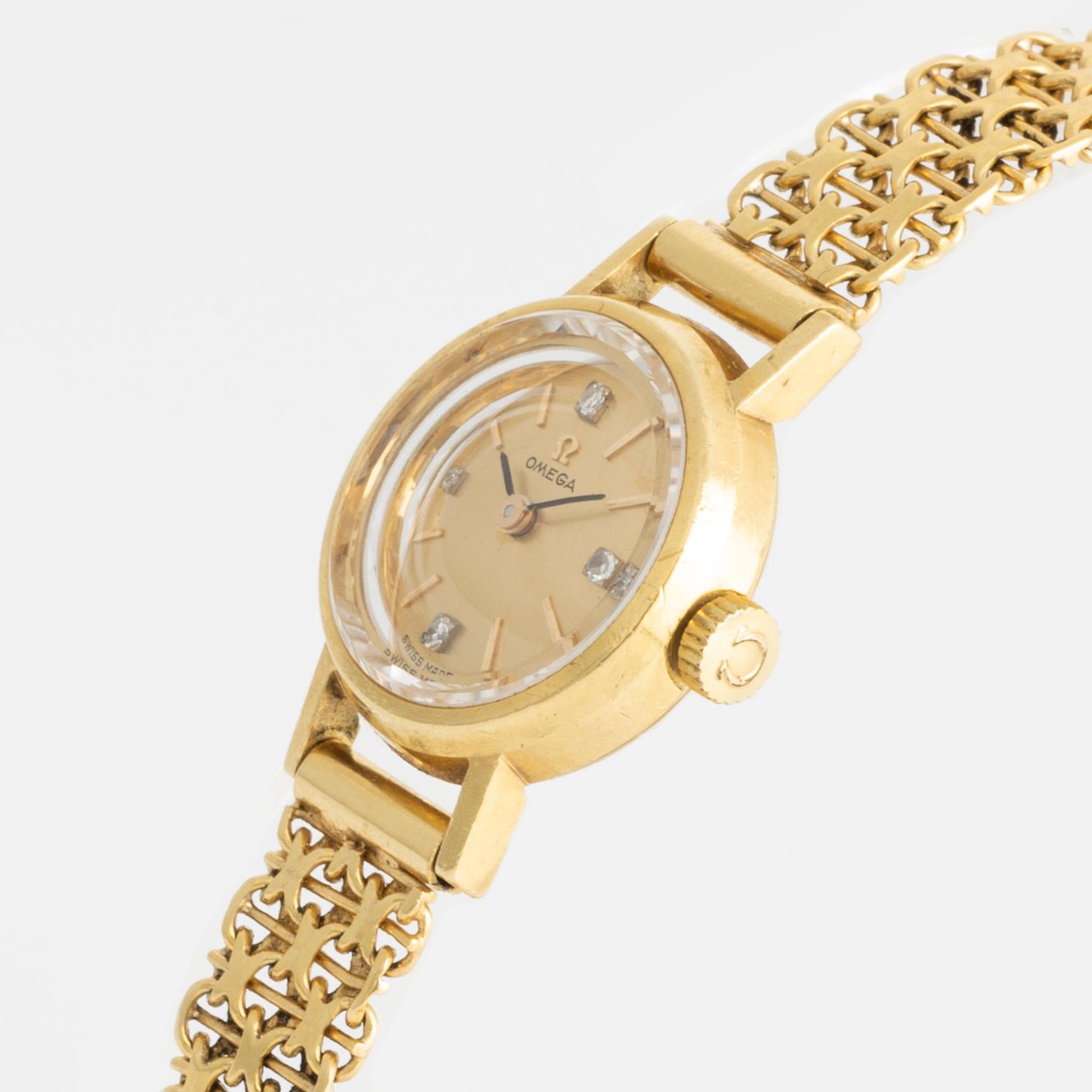 Omega, wristwatch, "Diamond Dial", 18K gold, 19 mm.
