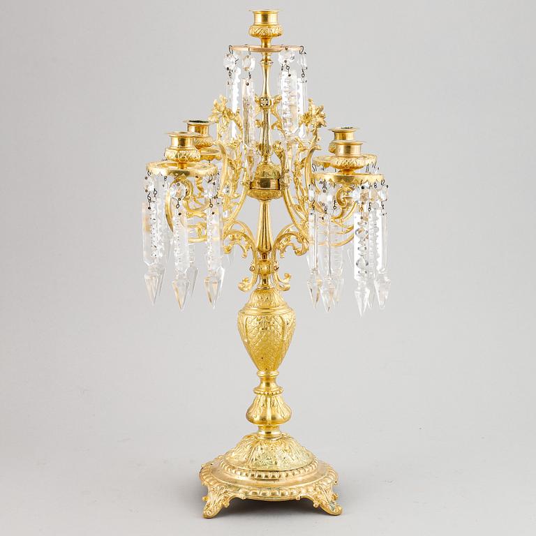 Kandelaber, mässing, oscariansk, 1800-talets slut.