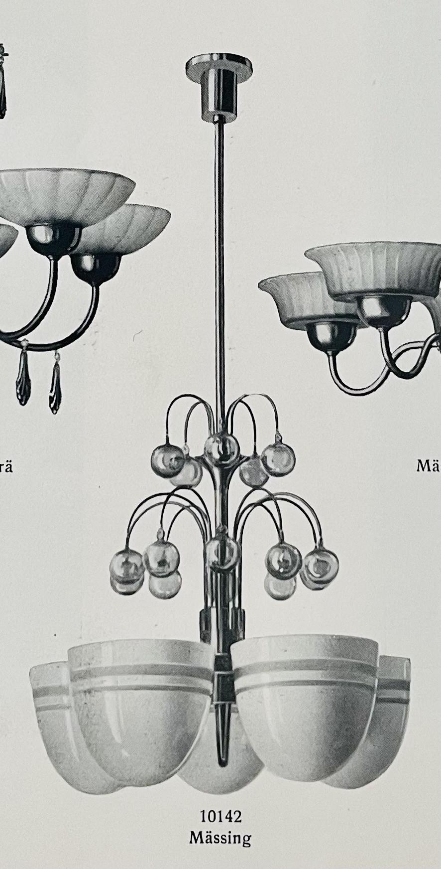 Harald Notini, a pair of ceiling lamps, variant of model "10148", Arvid Böhlmarks Lampfabrik, Stockholm, 1930s.