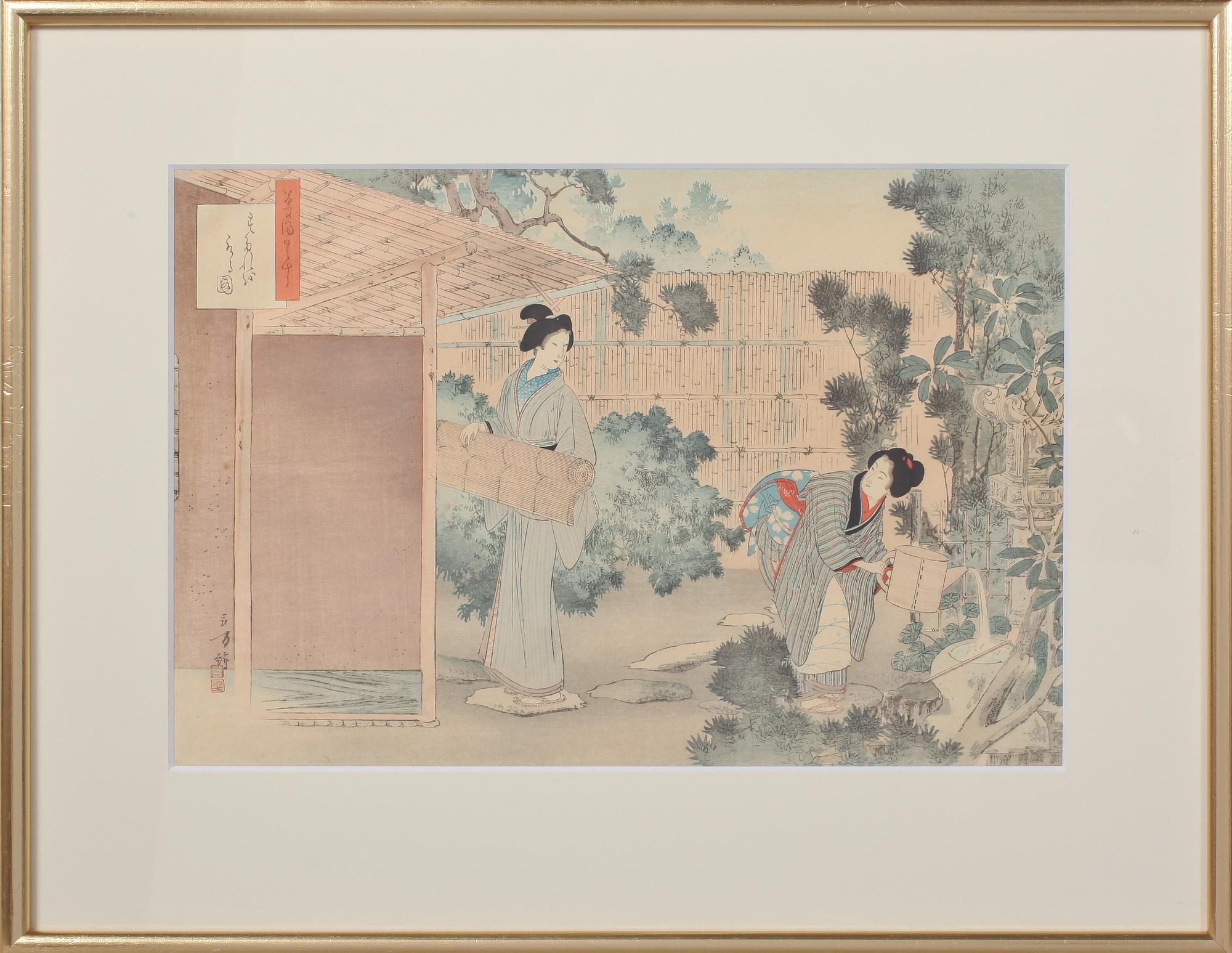 TOSHIKATA MIZUNO, ett par, färgträsnitt.