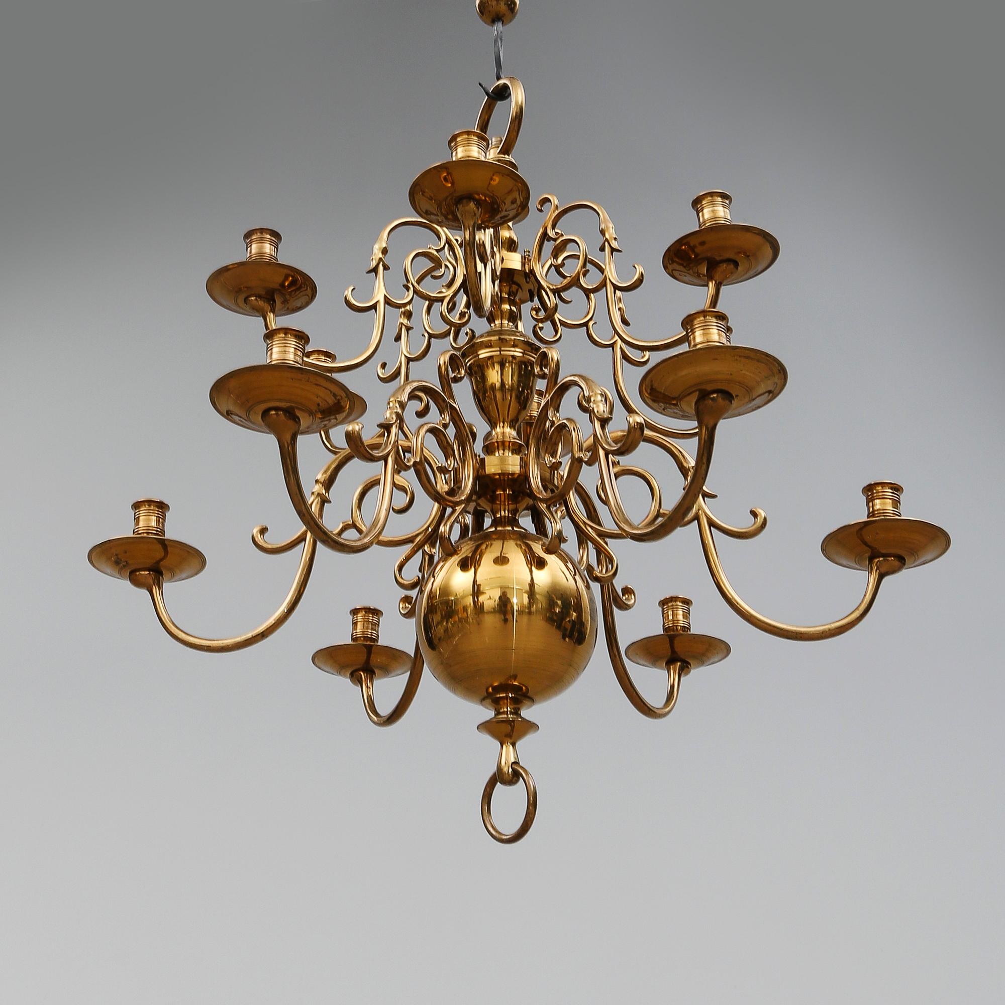 LJUSKRONA, barockstil, 1900-talets mitt. Höjd ca 68 cm.
