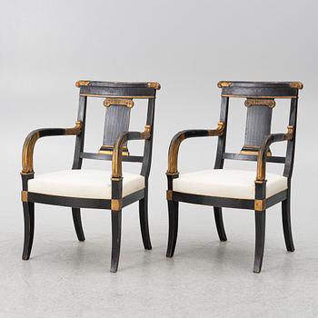 Chairs, a pair, Empire style, modern manufacture.