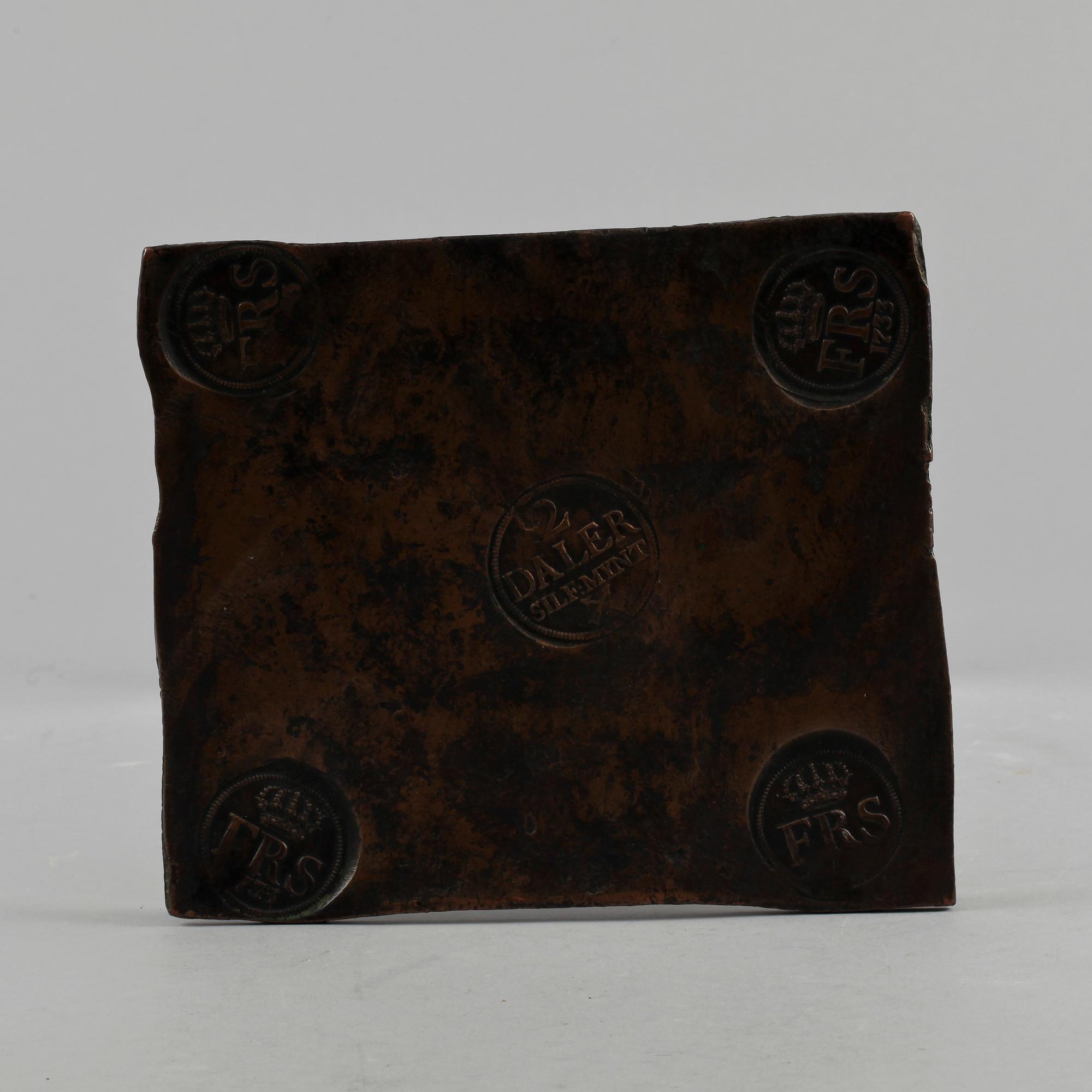 KOPPARMYNT 2 Daler. Fredrik I monogram, 1733.