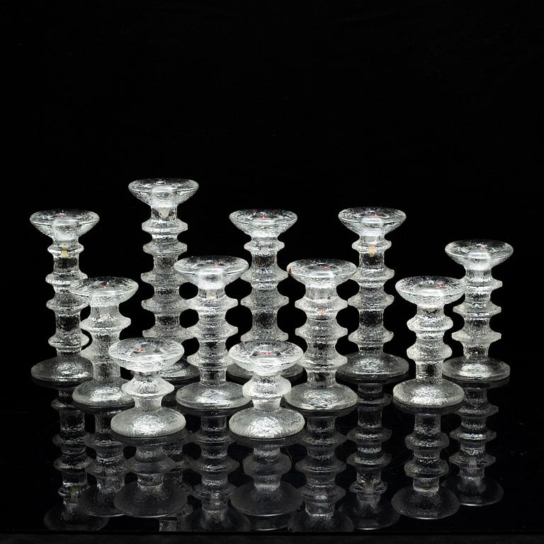 TIMO SARPANEVA, eleven glass 'Festivo' candle holders, for Iittala.