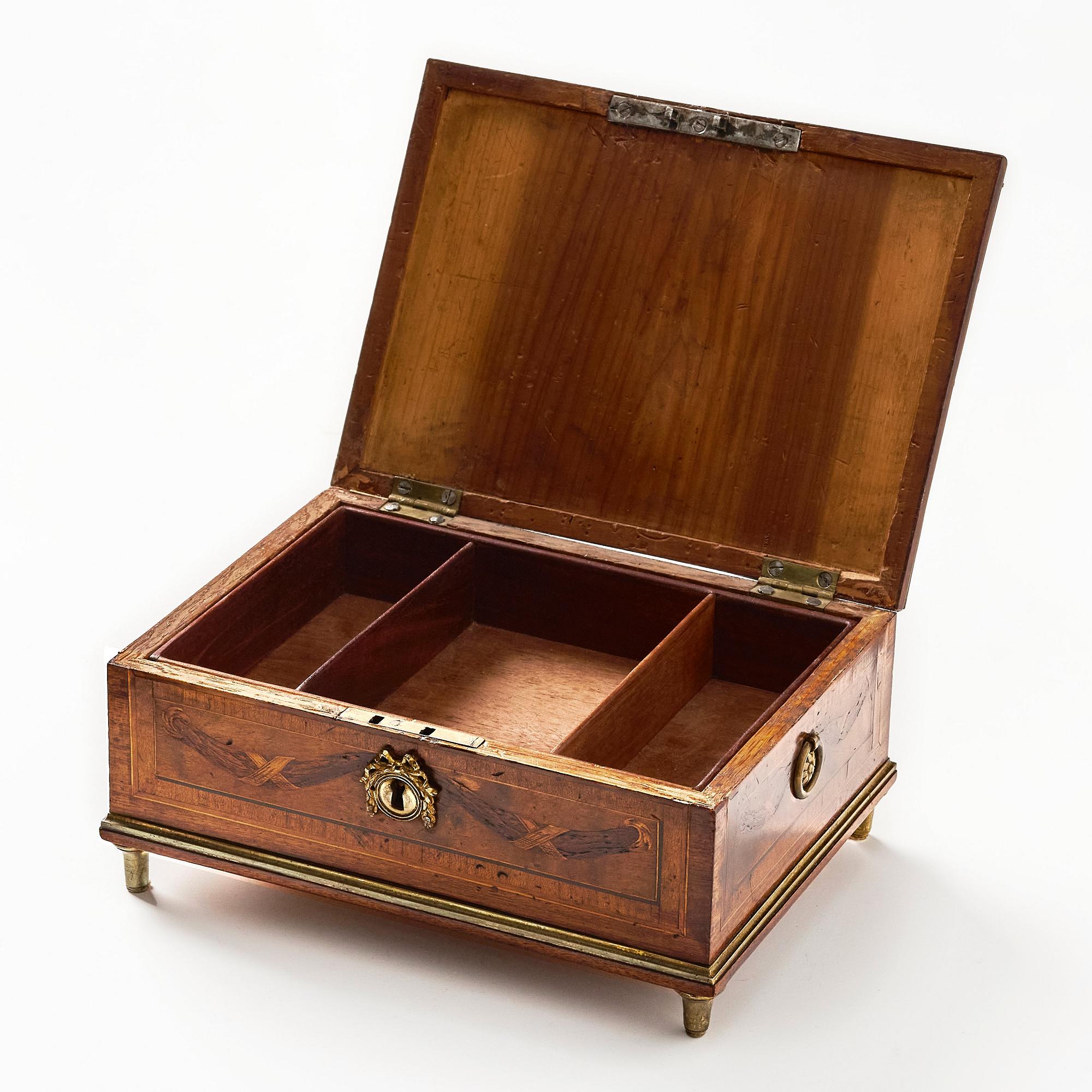 A Gustavian marquetry box with cover by G Haupt (1770-1784).