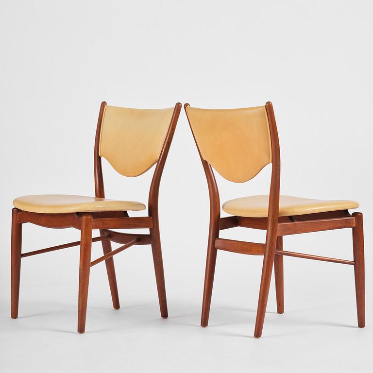 Finn Juhl, a set of six chairs and a pair of armchairs, model "Bo-63" and "Bo-72", Bovirke, Denmark, 1940s-50s.