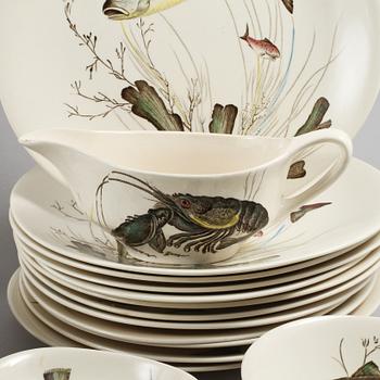 FISKSERVIS, 22 delar, flintgods, Johnson Bros, England, 1900-talets andra hälft.