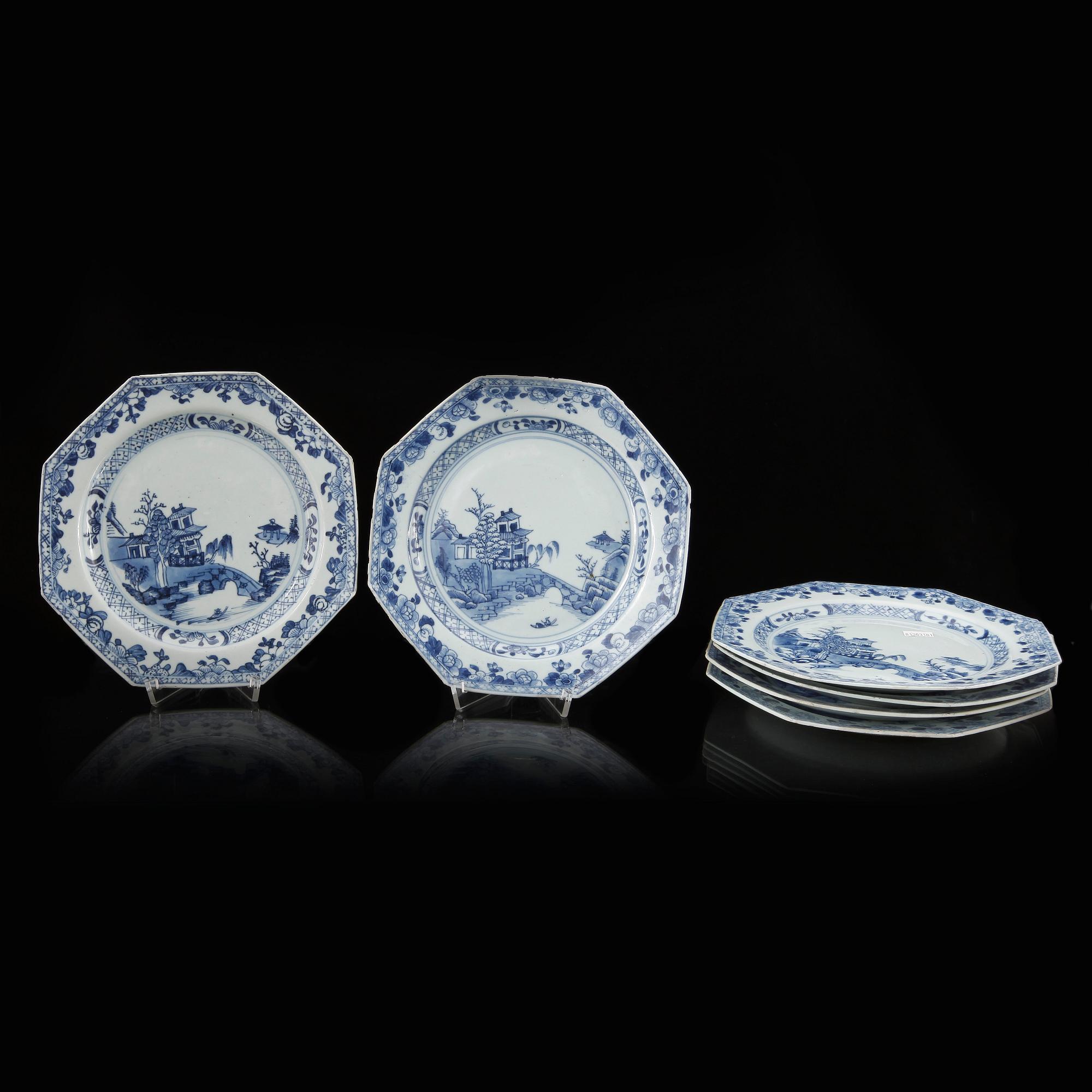 TALLRIKAR, 6 st samt ASSIETTER, 2 st, kompaniporslin, Kina, 1700-tal.