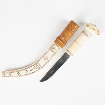 A reindeer horn knife by Carl Grahn, signed.