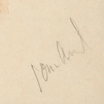 John Jon-And, blandteknik på papper, signerad.