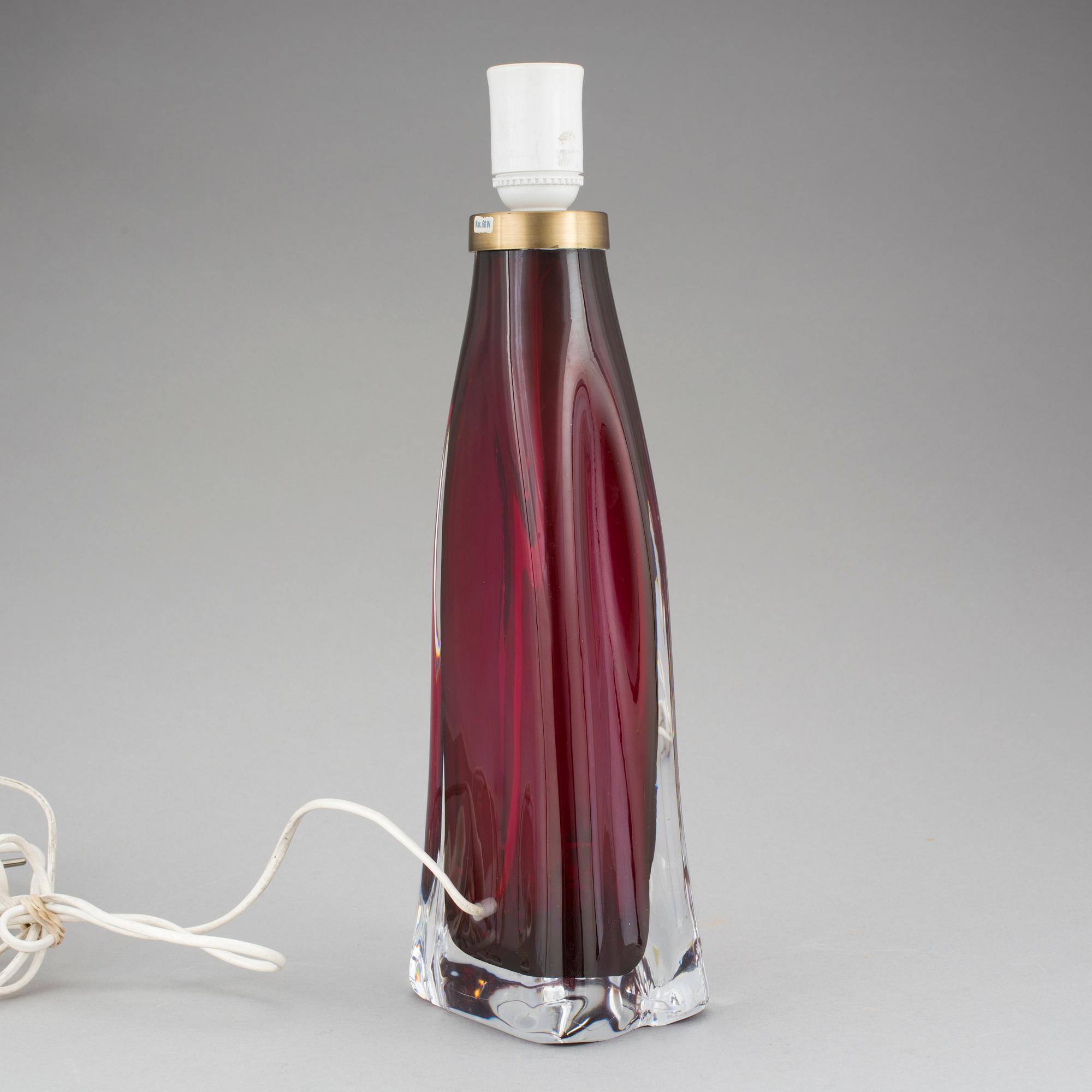 BORDSLAMPA, glas. Carl Fagerlund, Orrefors, 1960-tal.